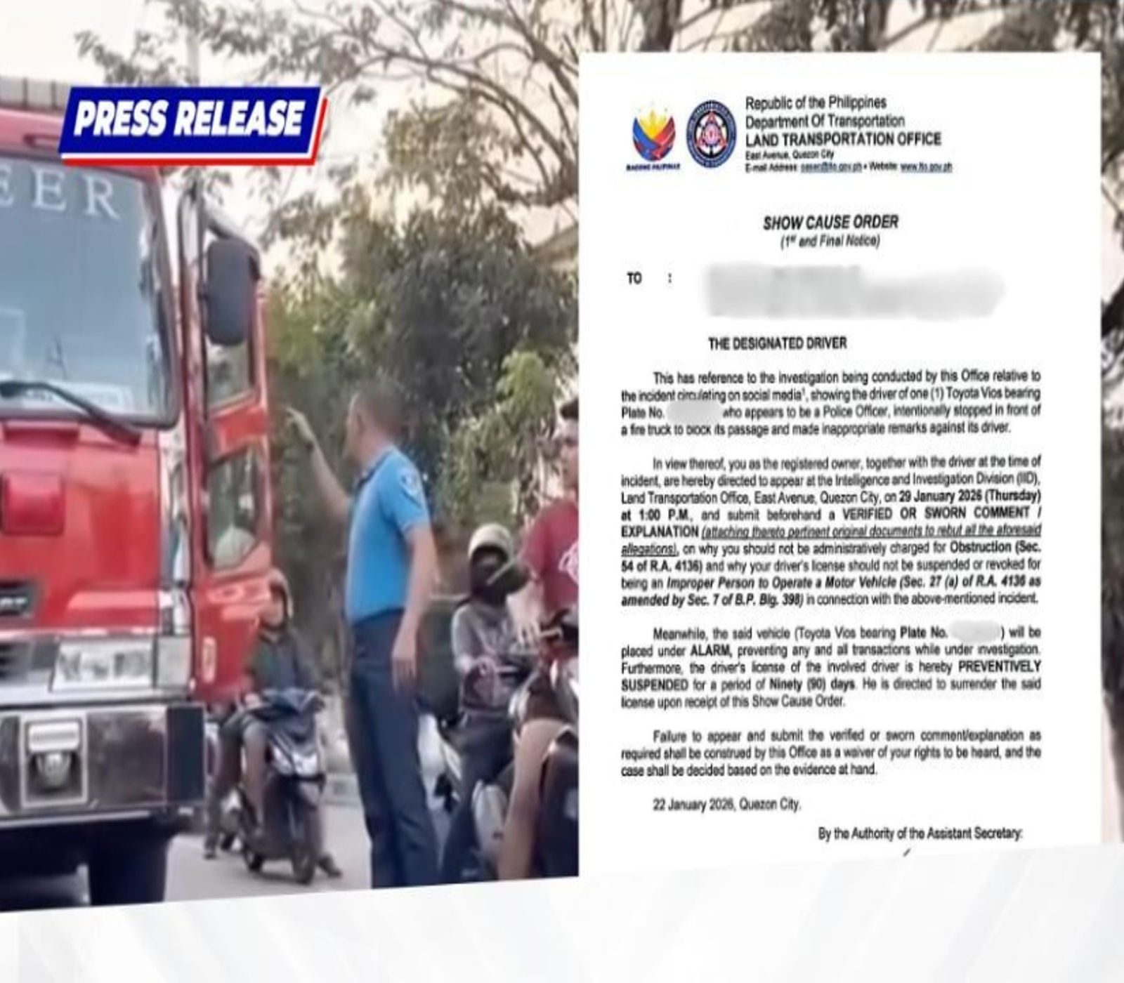 Police driver blocks fire truck — Should emergency vehicles always be given unquestioned priority?